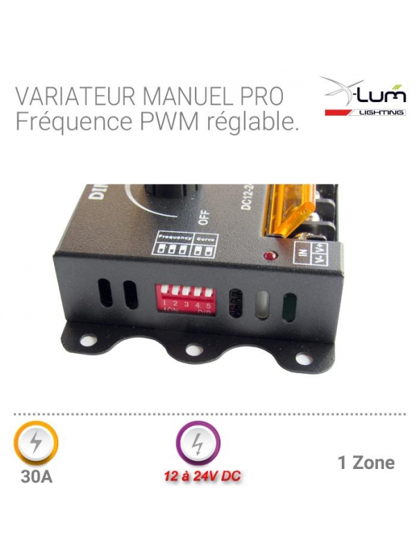 VARIATEUR 12-24V 30A PWM MANUEL BOITIER METAL BORNIER VIS Gar:1an