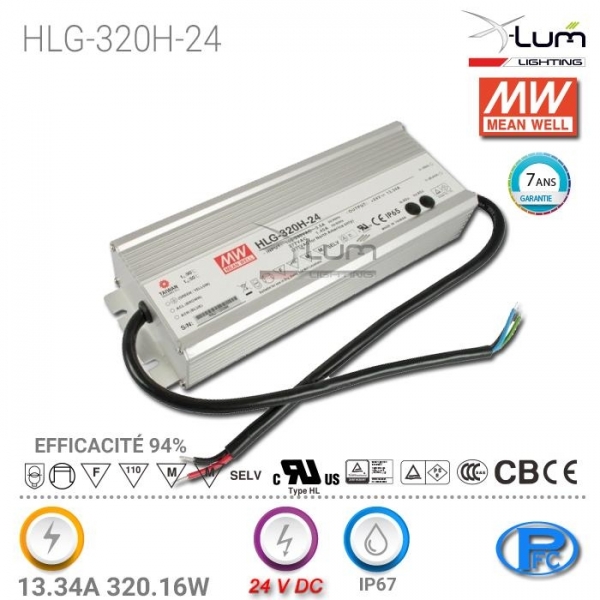 Distributeur MEANWELL HLG-320H-24 HLG-320-24