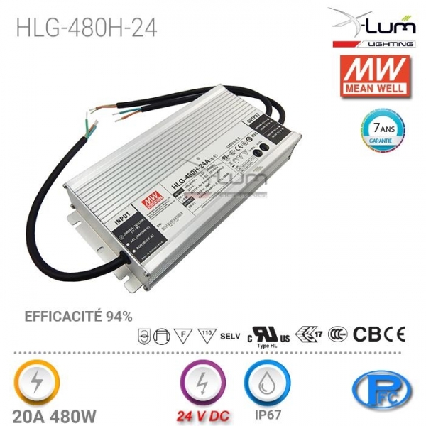 DISTRIBUTEUR Meanwell HLG-480H24 Mean Well