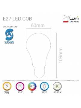 E27 COB LED 7W Neutre X-Lum-Lighting