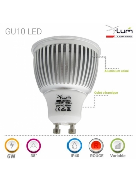 GU10 LED rouge haut gamme variable