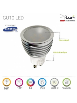 Ampoule LED GU10 6W dépolie