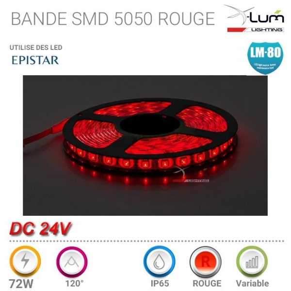 Bandeau LED rouge 24V 72W pro
