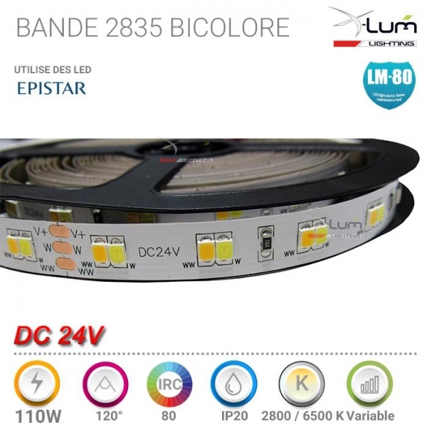 Bandeau LED Bicolore 110W chaud-Blanc