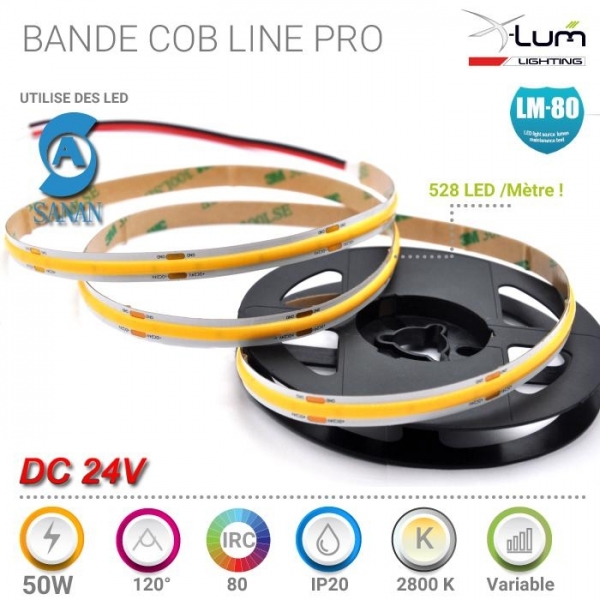 Bande LED COB 10m Blanc Chaud 2700K - CRI90+, Intensité Variable, Télécommande RF, Appli - Pour Déco Intérieure