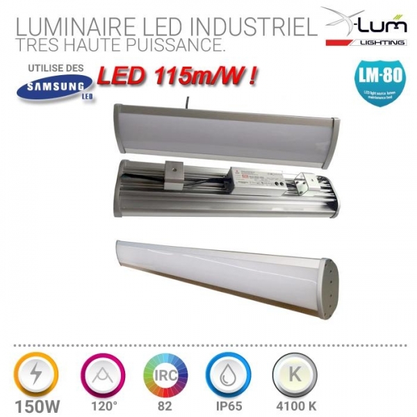 Luminaire LED 150W suspendu industriel