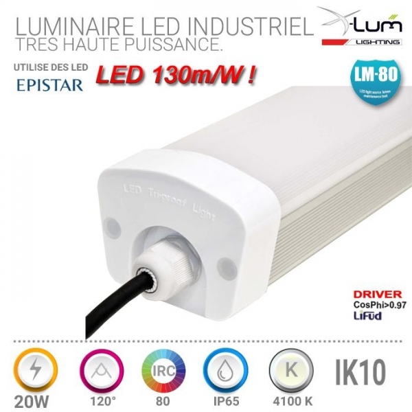 Luminaire LED garage 20W IK10 pro