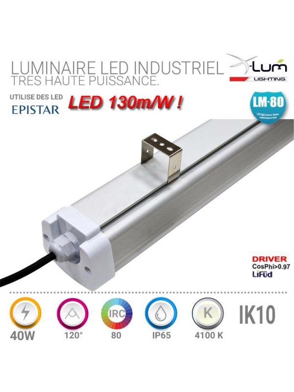 luminaire long 40W LED atelier garage.