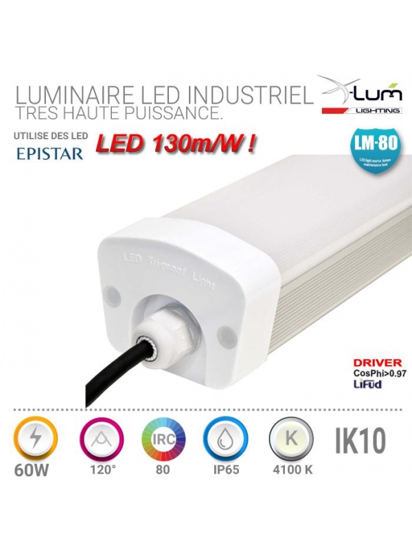 Luminaire atelier IK10 LED 60W