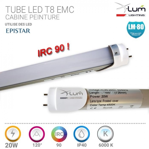 T8 LED 120CM 20W ALU 6000K 2600LM 120° CRI90 EMC PF0.95 DIFF DEPOLI Gar:2an