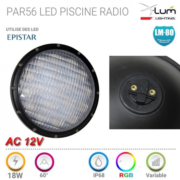 PAR56 piscine LED RGB radio