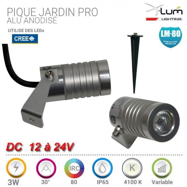 Piquet LED 3W jardin Alu Pro Dimmable