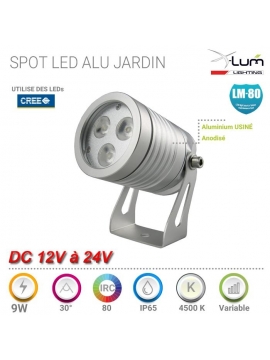 Spot pique Jardin LED 9W Aluminium anodisé