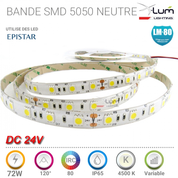 Bandeau LED 5050 72W Neutre 4200K Pro