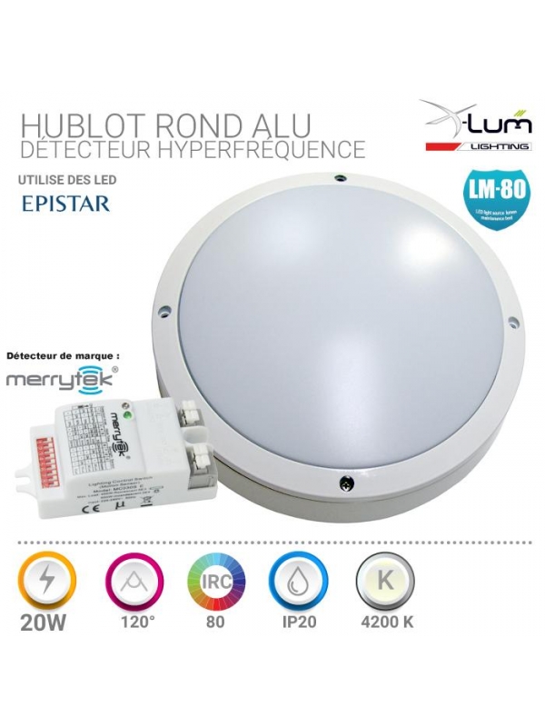 Hublot LED 20W détecteur pro IP65 X-Lum-Lighting