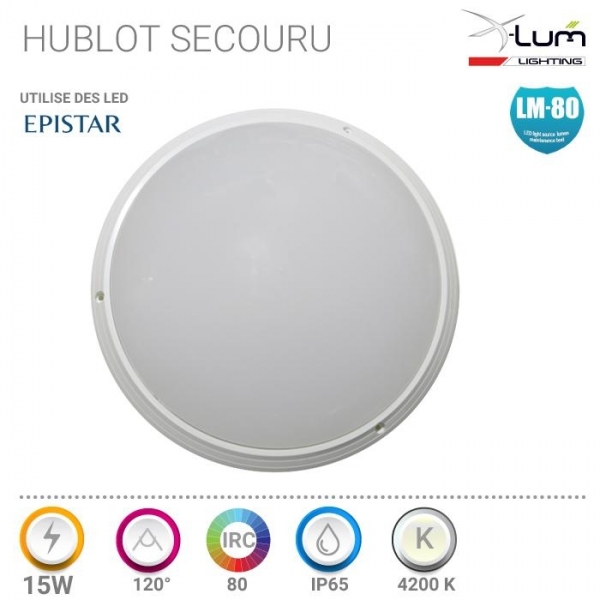 Hublot LED secours 15W Pro Fournisseur