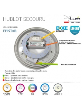 Hublot LED secours 15W Pro Fournisseur