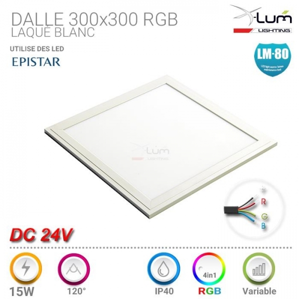 DALLE LED 30x30 18W RGB 120° 24V SANS CONTRÔLEUR. Gar:2ans