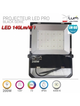 PROJECTEUR 200W PRO BLACK 28000LM 4K 110° 230V CosPhi0.95 IP65 Gar: 2ans