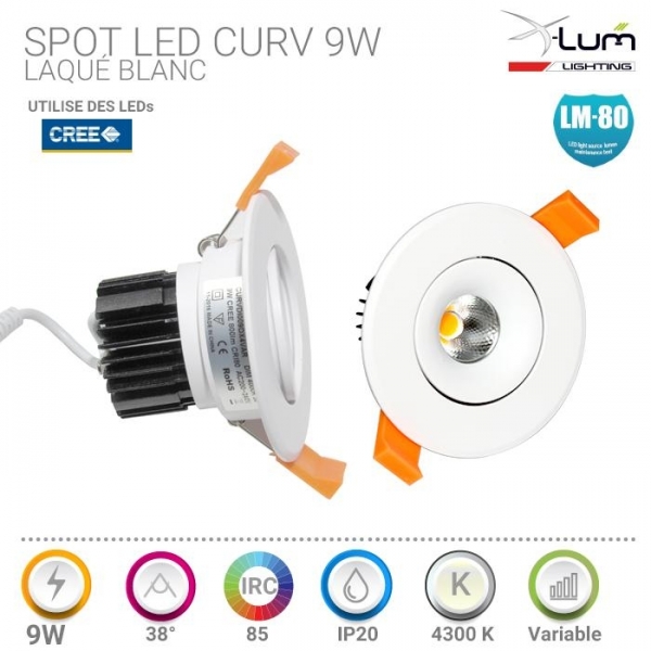 Spot LED 9W encastré design 2021 Dimmable