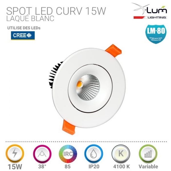 Spot LED 15W plafond Neutre variable X-Lum-lighting