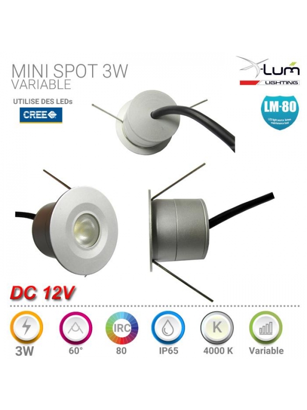 MINISPOT 3W ROND 4K 30° IP65 12V Dimmable Gar:2ans