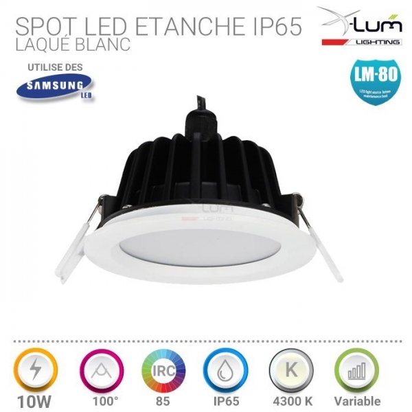 Spot Encastrable Salle De Bain IP65 LED COB 10W Alu