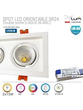 Spot LED encastré double 2x15W pro