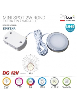 Kit mini spot 2W cuisine placard 12V