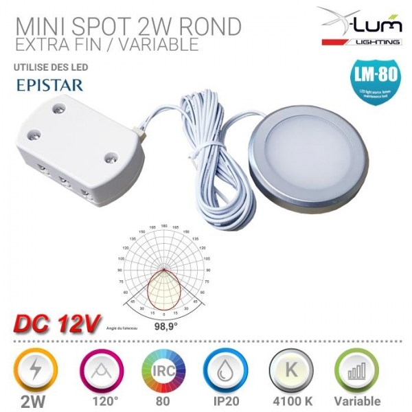 Kit mini spot 2W cuisine placard 12V