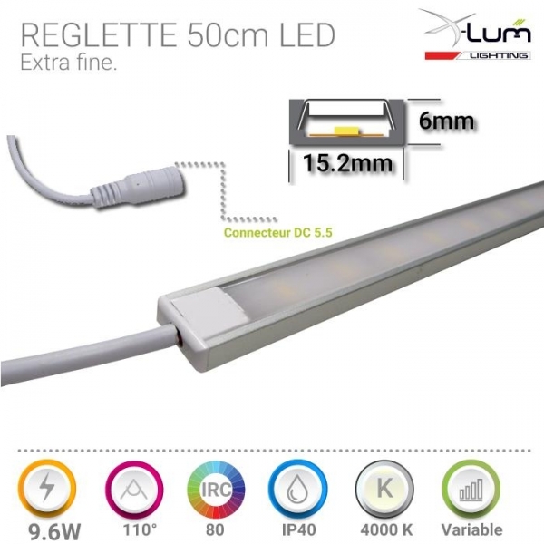 Réglette LED 9.6W 50cm neutre X-lum-Lighting