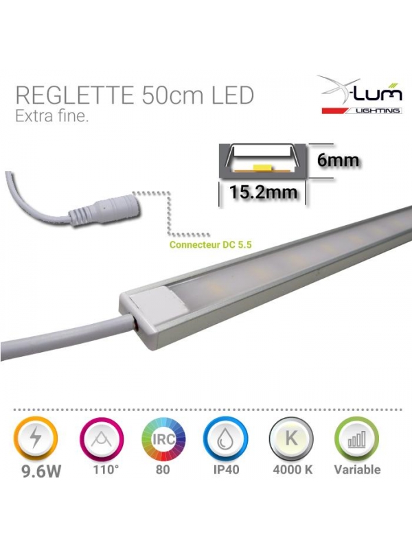 Réglette LED 9.6W 50cm neutre X-lum-Lighting