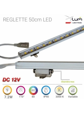 REGLETTE ALU 7W2 3000K 12V 435Lm 50Cm Dimm Charnière orientable