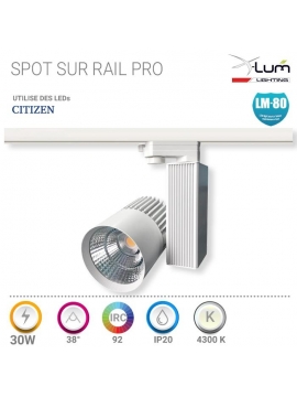 Spot LED rail 3 allumage 30W magasin