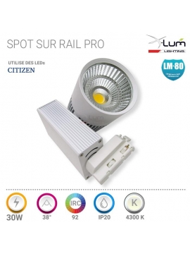 Spot LED rail 3 allumage 30W magasin