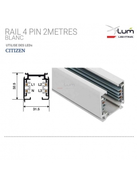 Rail 2 mètres 3 allumage spot LED