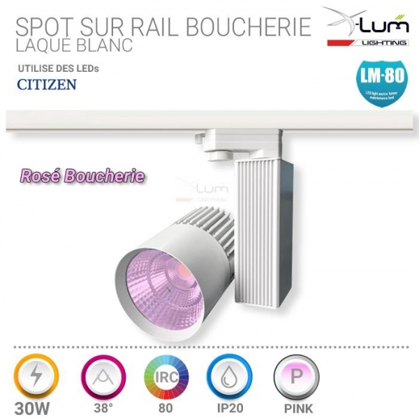 Spot LED boucherie rail 30W rosé X-Lum-lighting