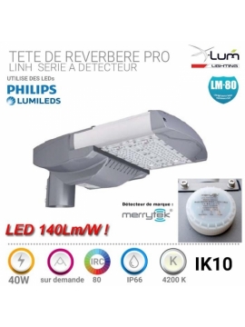 Tête candélabre LED 40W détecteur.