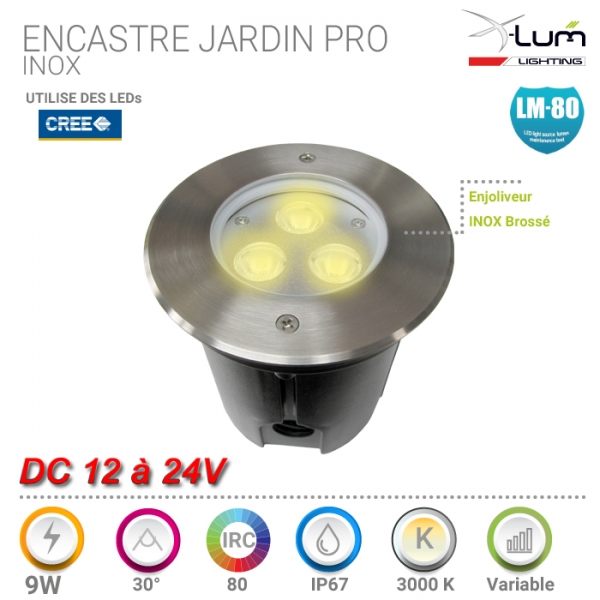 Encastré jardin 9W Inox 12 24V