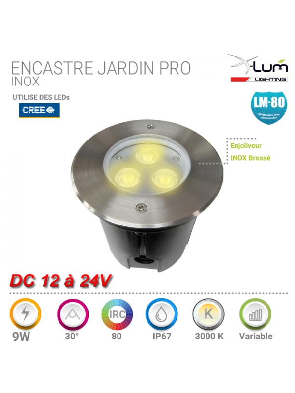 Encastré jardin 9W Inox 12 24V