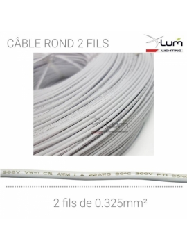 100M CABLE 2 FILS ROUGE - NOIR GAINE BLANCHE 300V 80° 0.326mm²