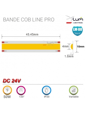 Bandeau COB 50W ip65 2700K chaud IP65