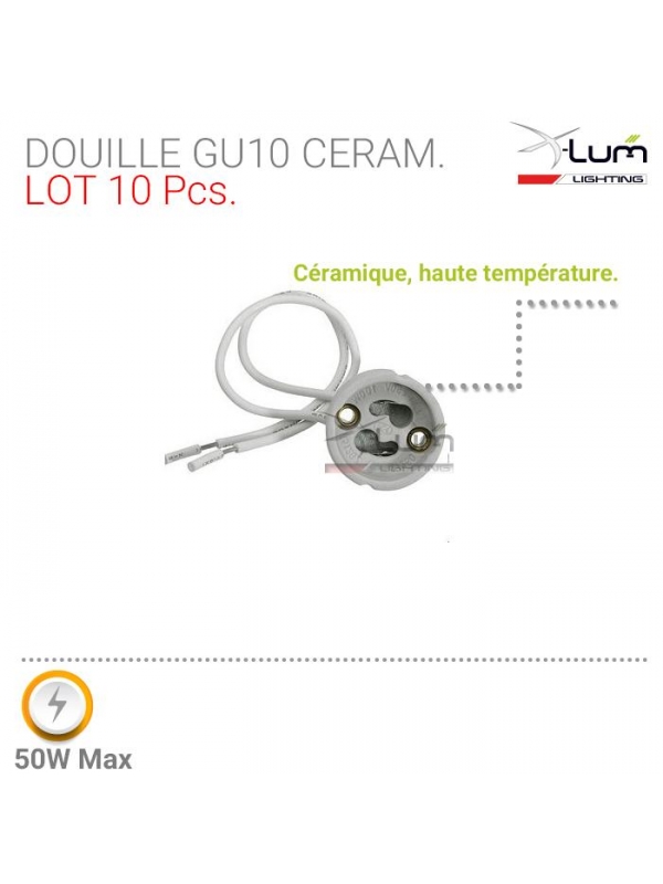 LOT 10 DOUILLES GU10 CERAMIC 230V CABLE TEFLON