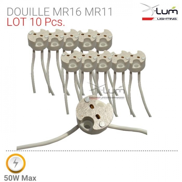 LOT 10 DOUILLES CERAM MR16 FIL TEFLON 180° 15cm 0.5mm²