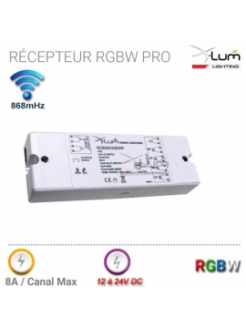 RECEPTEUR RGB+W PRO 868Mhz 8 Zones 8A/Canal 12/24V DC Gar:2ans