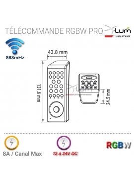 télécommande rgbw 8zones led professionnelle