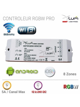 RECEPT RGBW / CW-WW 8 Zones WiFi PRO 4x5A 12 à 36V DC Gar:1an