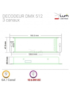 Décodeur DMX 3 canaux RGB LED
