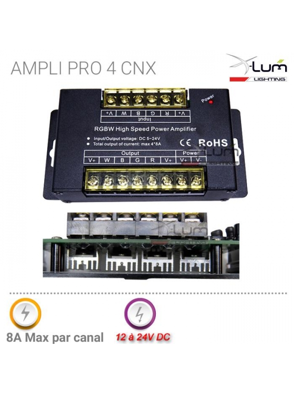 Ampli RGBW 4x8A forte puissance 12-24v