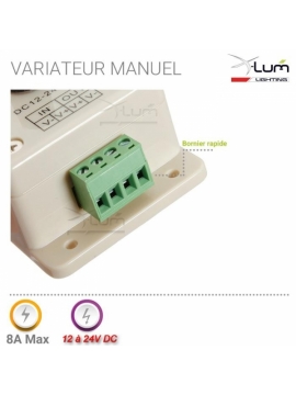 Variateur LED potentiomètre pwm 12v 24V 8A